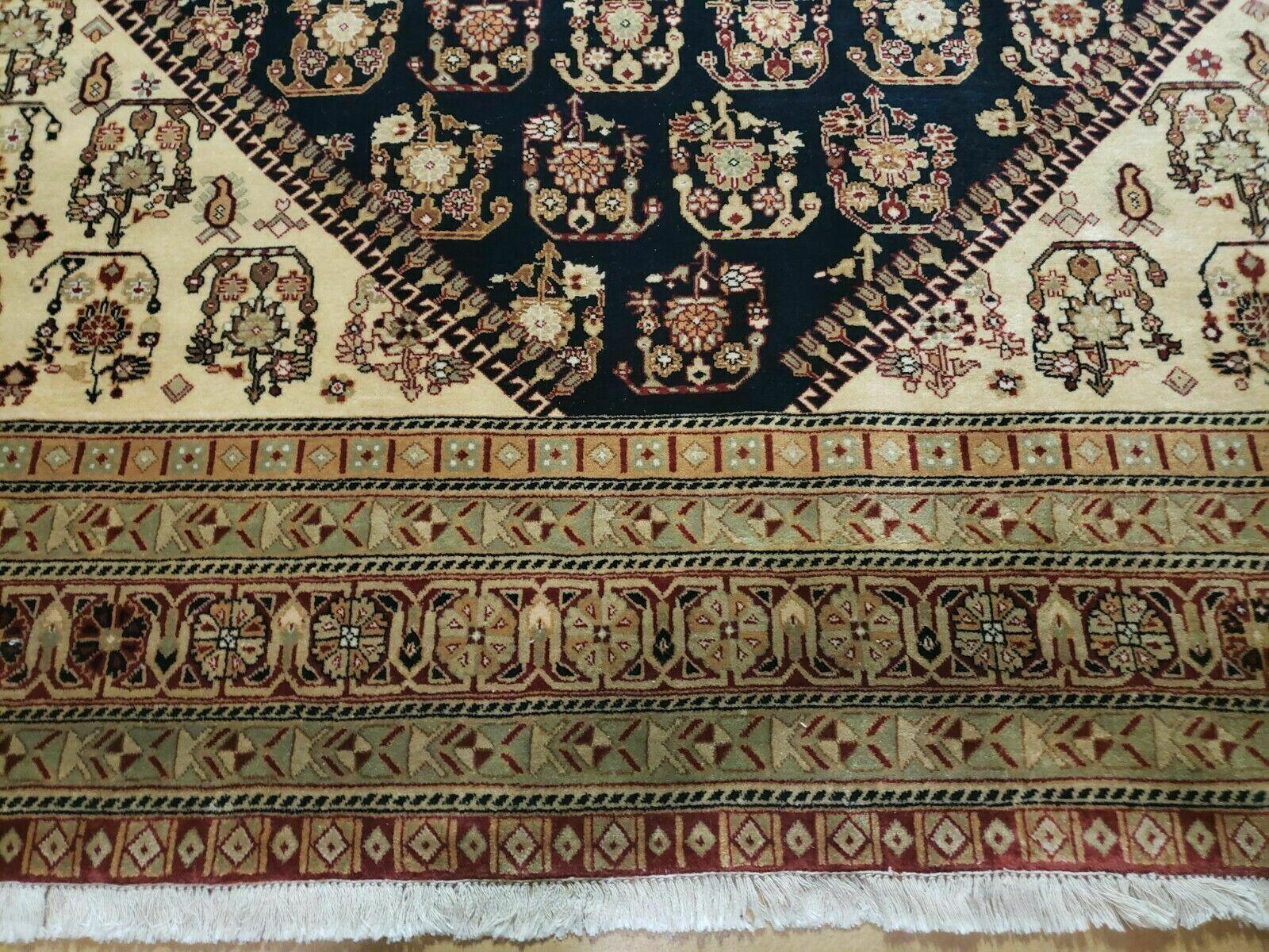 9' X 11' Fine Handmade Indian Agra Rug Paisley Hand Knotted Carpet Organic Wow - Jewel Rugs