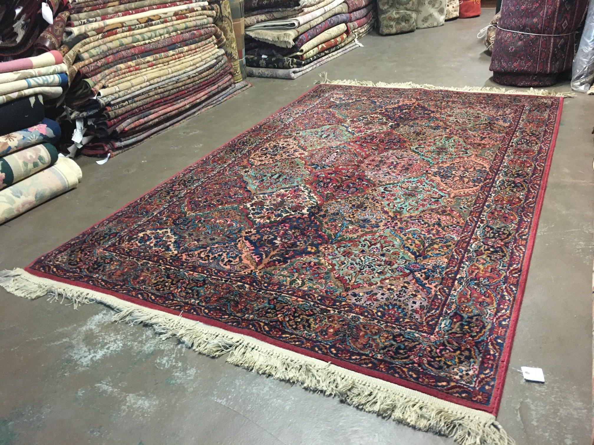 6' X 9' Karastan Kirman Multicolor Panel # 717 American Wool Area Rug - Jewel Rugs