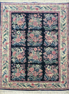 4' X 6' Vintage Finely Woven Handmade Willam Morris Arts & Crafts Chinese Wool Rug Black Carpet with Floral Pattern - Jewel Rugs