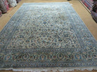 7' 5" X 10' 6" Handmade Indian Wool Rug Decorative Ivory Beige Floral - Jewel Rugs