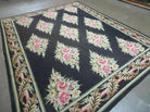 7' X 9' Handmade French Country Garden Needlepoint Rug Flat Weave Flowers # 825 - Jewel Rugs