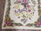 Vintage American Hooked Area Rug 3 x 5.6, Handmade Ivory 3x5 - 3x6 Floral Roses Flower Wool Carpet, Entryway Rug, Pair B - Jewel Rugs