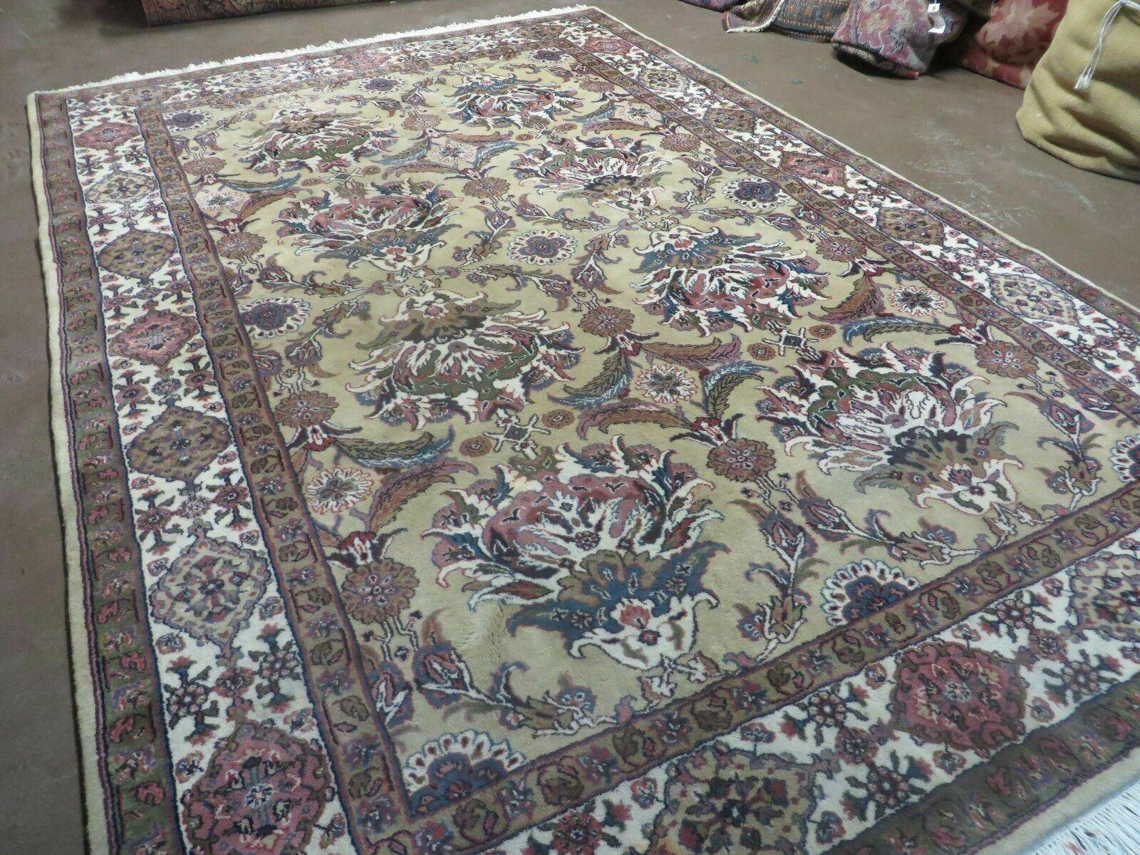 6' X 9' Vintage Handmade India Floral Oriental Wool Rug Veg Dye Camel Hair Nice - Jewel Rugs