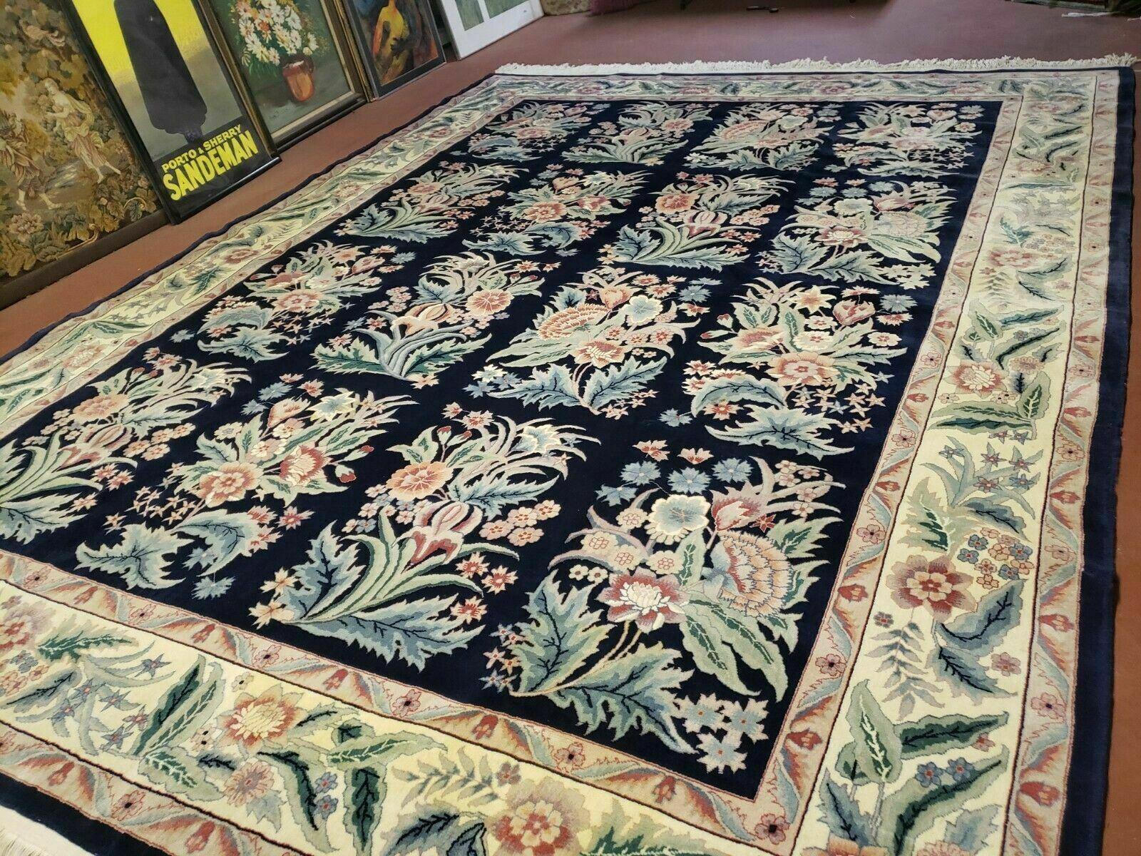 9' X 12' Handmade Chinese Oriental Floral Garden Wool Rug 160 Lines Plush Pile - Jewel Rugs