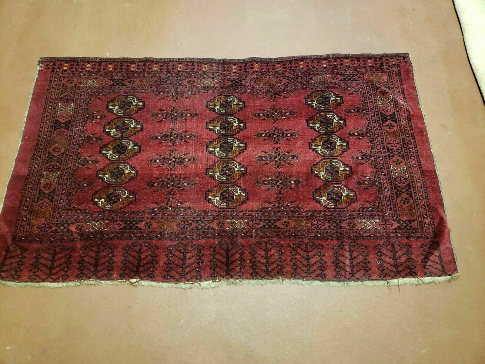 3' 1" X 5' 5" Antique Handmade Tribal Wool Rug Salor Turkoman Organic Dyes Wow - Jewel Rugs