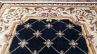 Nepal Rug 6x9, New Aubusson Nepalese Tibetan Carpet 6'1" x 8' 8", Hand-Knotted Wool, Unused, Black & Cream, Savonnerie Pattern, Soft Pile - Jewel Rugs