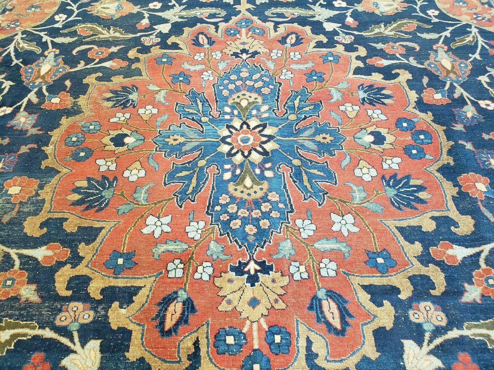 11' X 18' Antique Handmade Turkish Wool Rug Phoenix Bird Animal Pictorial Nice Blue and Red Fine Carpet - Jewel Rugs