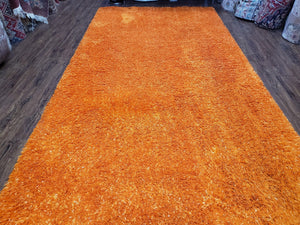 Large Orange Shag Rug 6 x 12, Vintage Mid Century European Shag Rug 6x12 ft, Rya Style Shag Carpet, Room Sized Shag Rug, Long Shag Rug, Soft - Jewel Rugs