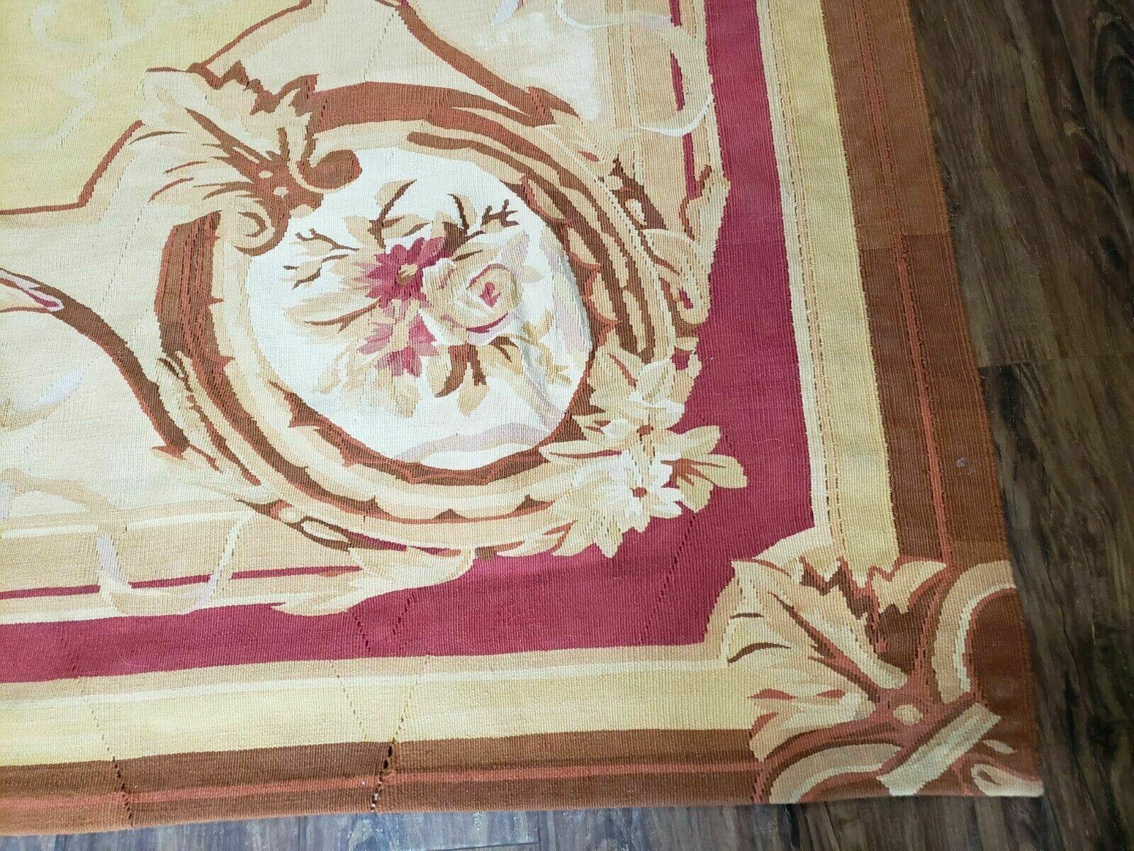 10' 6" X 13' Handmade Aubusson Weave Needlepoint Flat Pile Traditional Wool Area Rug Nice (A) - Jewel Rugs