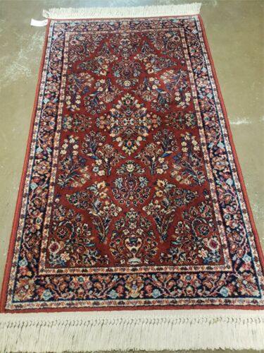 2' 10" X 5' American Made Karastan Red Sarouk Pattern # 785 Wool Rug Nice - Jewel Rugs