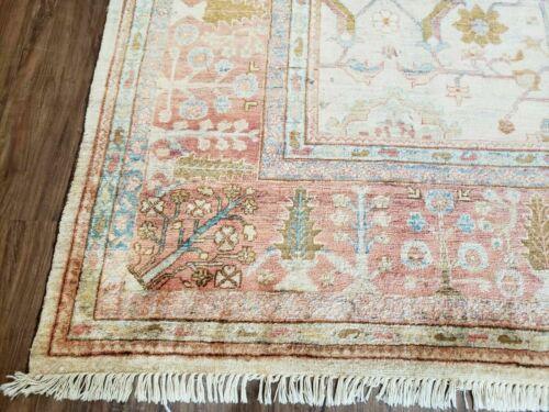 9' X 12' Hand Made Turkish Oushak Wool Rug Oatmeal Beige Coral Signed Wow - Jewel Rugs