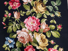 Vintage Black Floral Needlepoint Area Rug 5x8 - 6x9, Large Red & Pink Rose Flowers, Wool Hand-Woven Petitepoint Flatweave Living Room Carpet - Jewel Rugs