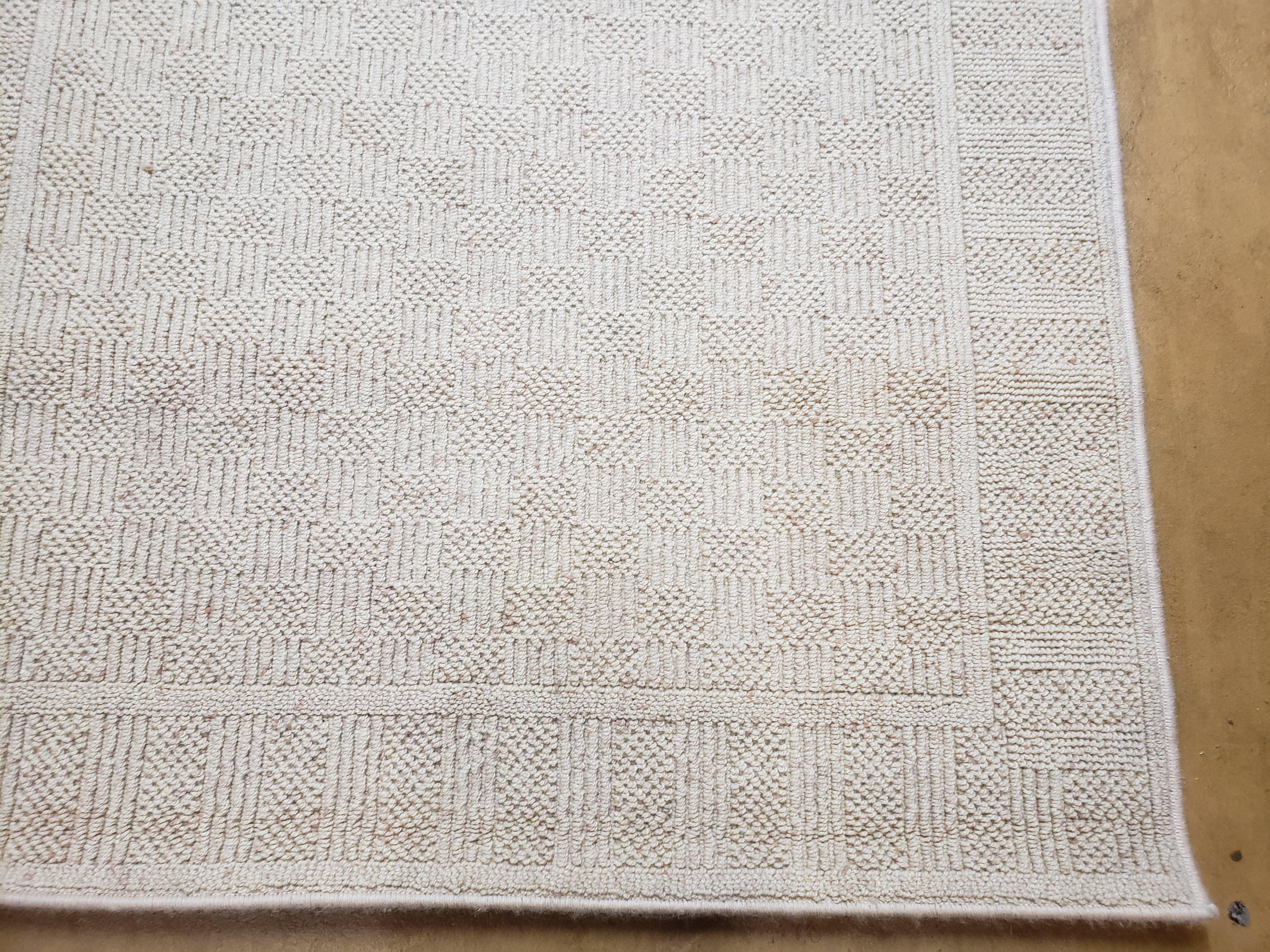 3x5 Karastan Rug Chaumiere Collection, Kara-Loc, Design #291/9866, Creme Color, Textured Squares II Patern, 3'6" x 5' 3" Carpet - Jewel Rugs