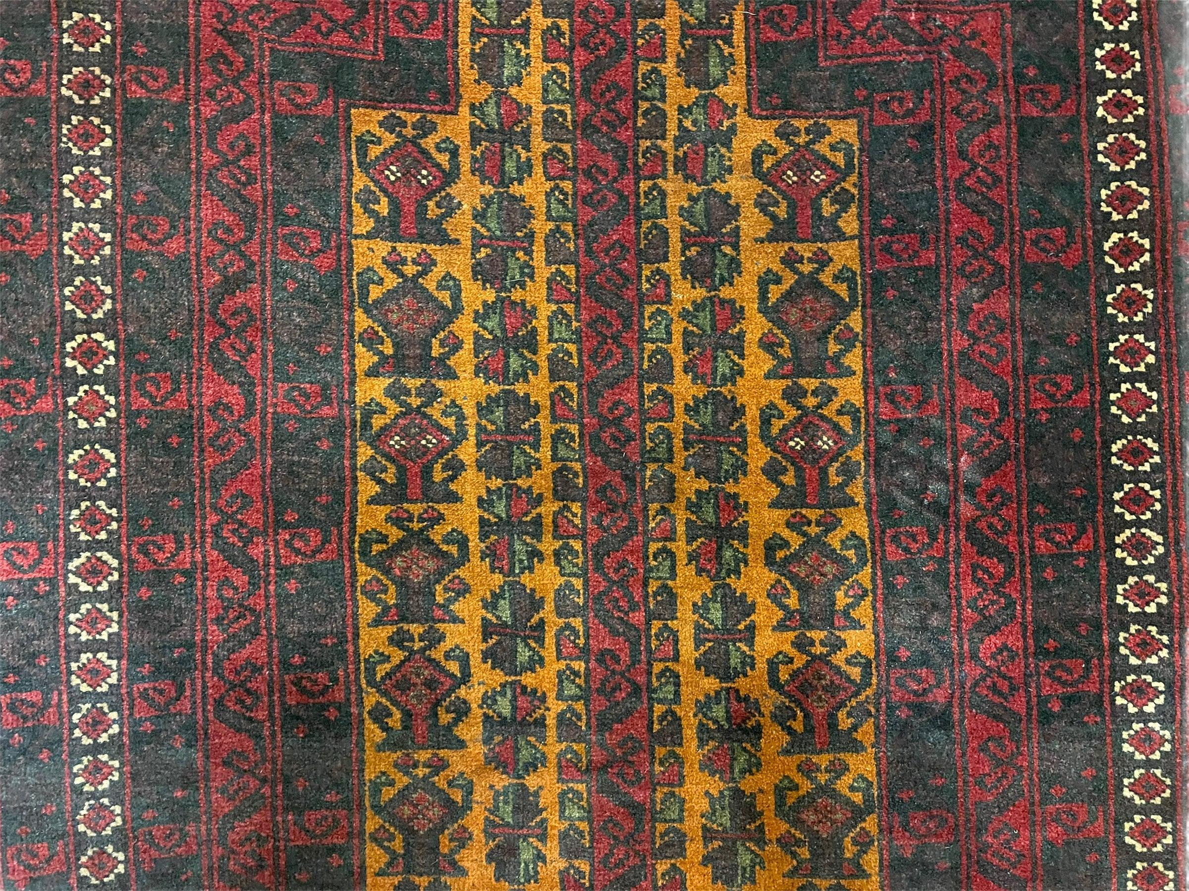 3x5 New Vintage Handmade Tribal Balouch Wool Rug Afghan Prayer Rug Orange Red - Jewel Rugs