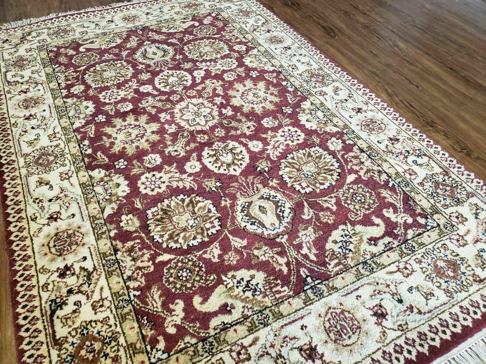 4' X 6' Handmade India Wool Rug Carpet Red Beige - Jewel Rugs