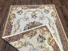 Needlepoint Rug 4x6 European Carpet, Leopard Print Rug, French Aubusson Savonnerie Design, Elegant Rug, Flatweave Rug, Wool Hand-Woven Ivory - Jewel Rugs