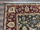 Pak Persian Mahal Rug 9x12, Allover Floral Pakistani Oriental Carpet 9 x 12, Wool Hand Knotted Area Rug, Dark Slate Gray-Black and Maroon - Jewel Rugs