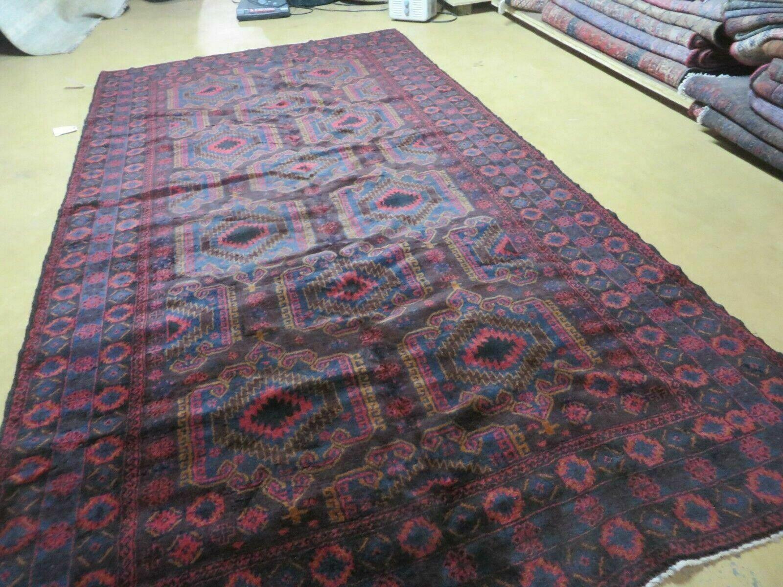 5' 8" X 10' 9" Antique Handmade Afghani Wool Rug Balouhi Tribal Veg Dye Kalegy - Jewel Rugs