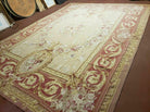 9' X 12' Gorgeous Handmade Flat Pile Wool Rug French Aubusson Weave Savonnerie - Jewel Rugs