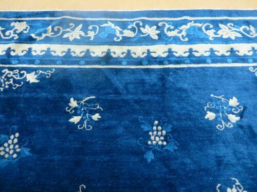 9' X 12' Antique Hand Made Art Deco Chinese Rug Peking Flowers Floral Blue Nice - Jewel Rugs