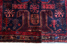 4 X 6 Antique Handmade Wool Tribal Hand-Knotted Rug Geometric Blue Red Veg Dyes - Jewel Rugs