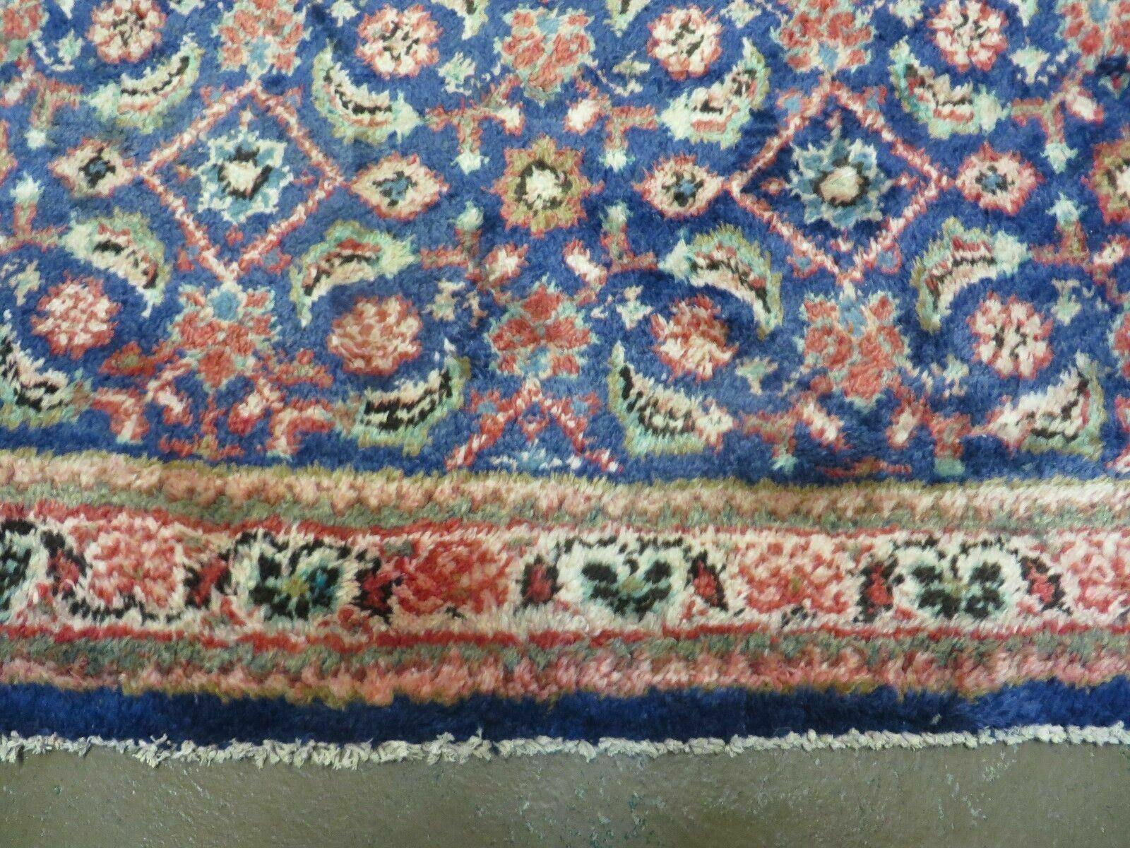 4' X 6' Antique Handmade India Floral Oriental Allover Wool Rug Blue Nice - Jewel Rugs