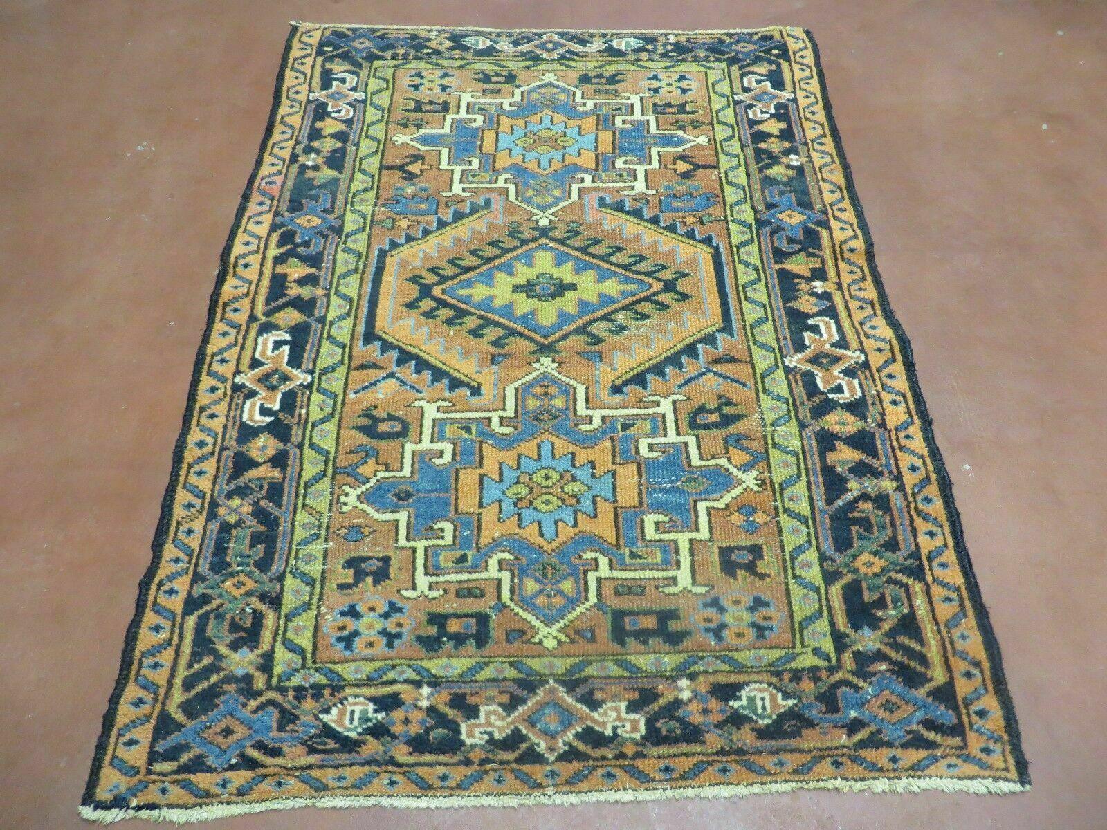 3' X 5' Antique Handmade Indo Caucasian Design Geometric Wool Rug Nice - Jewel Rugs