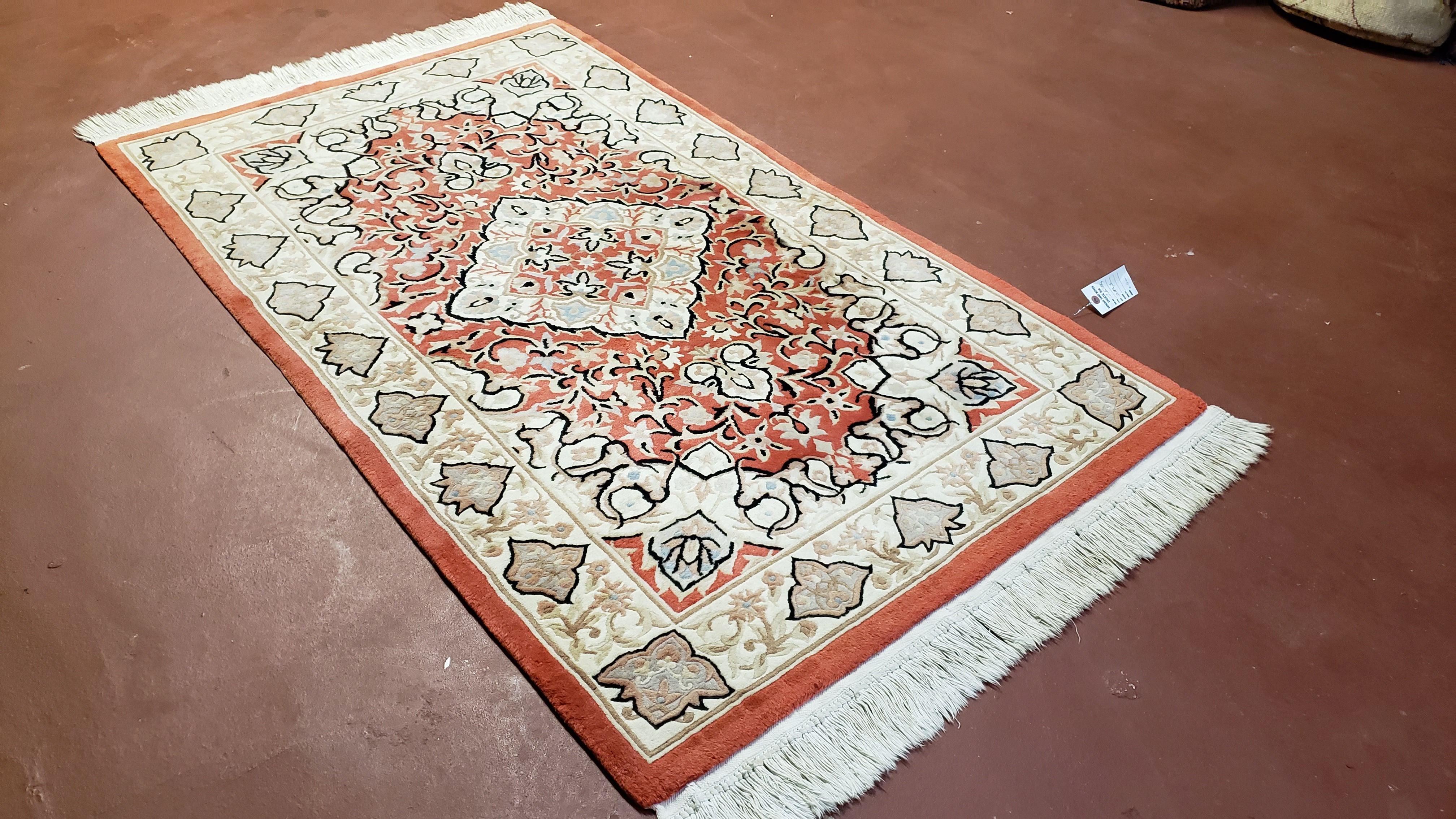 3x5 Red Chinese Plush Rug, Hand Knotted Soft Wool Carpet, Medallion Rug, Fine Vintage Rug, 120 Line, Small Area Rug - Jewel Rugs