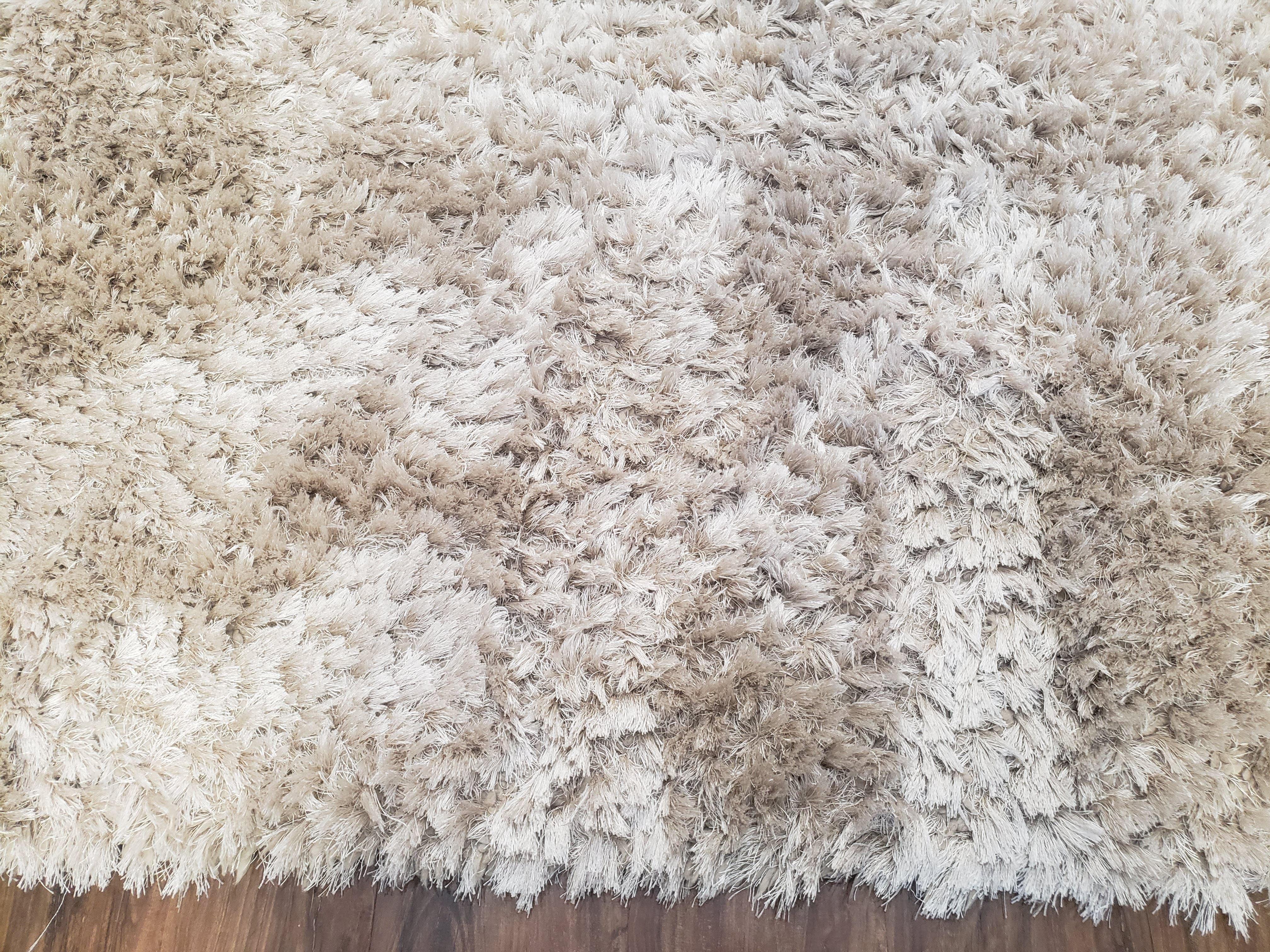 Ivory Shag Rug 5x7 - 6x7, Medium Flokati Carpet 5'7" x 7'2", Shaggy Solid Soft Plush Pile Bedroom Entryway Rug, Modern Contemporary Area Rug - Jewel Rugs