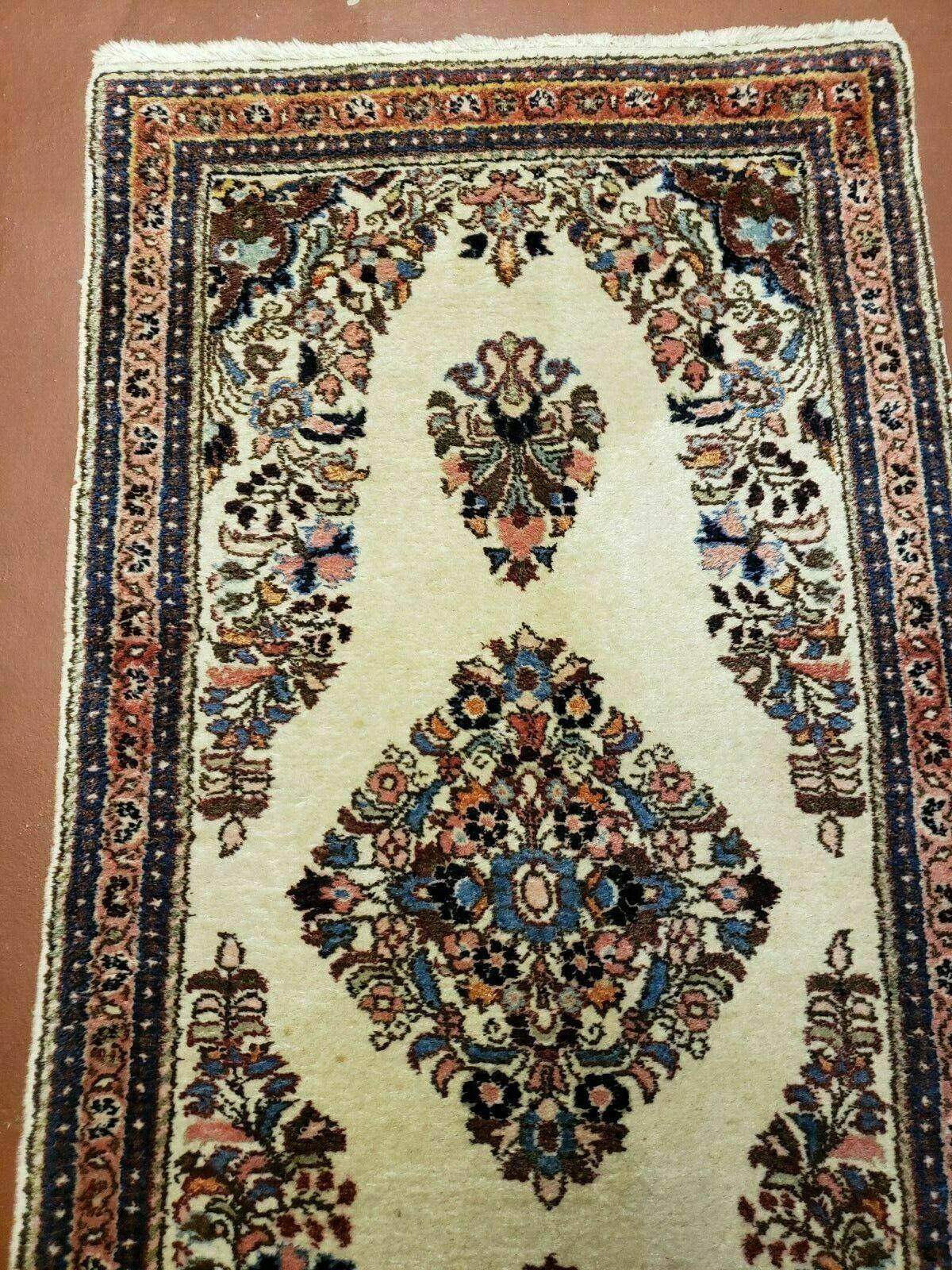 2' 7" X 4' Vintage Handmade Indian Medallion Wool Floral Beige Rug - Jewel Rugs