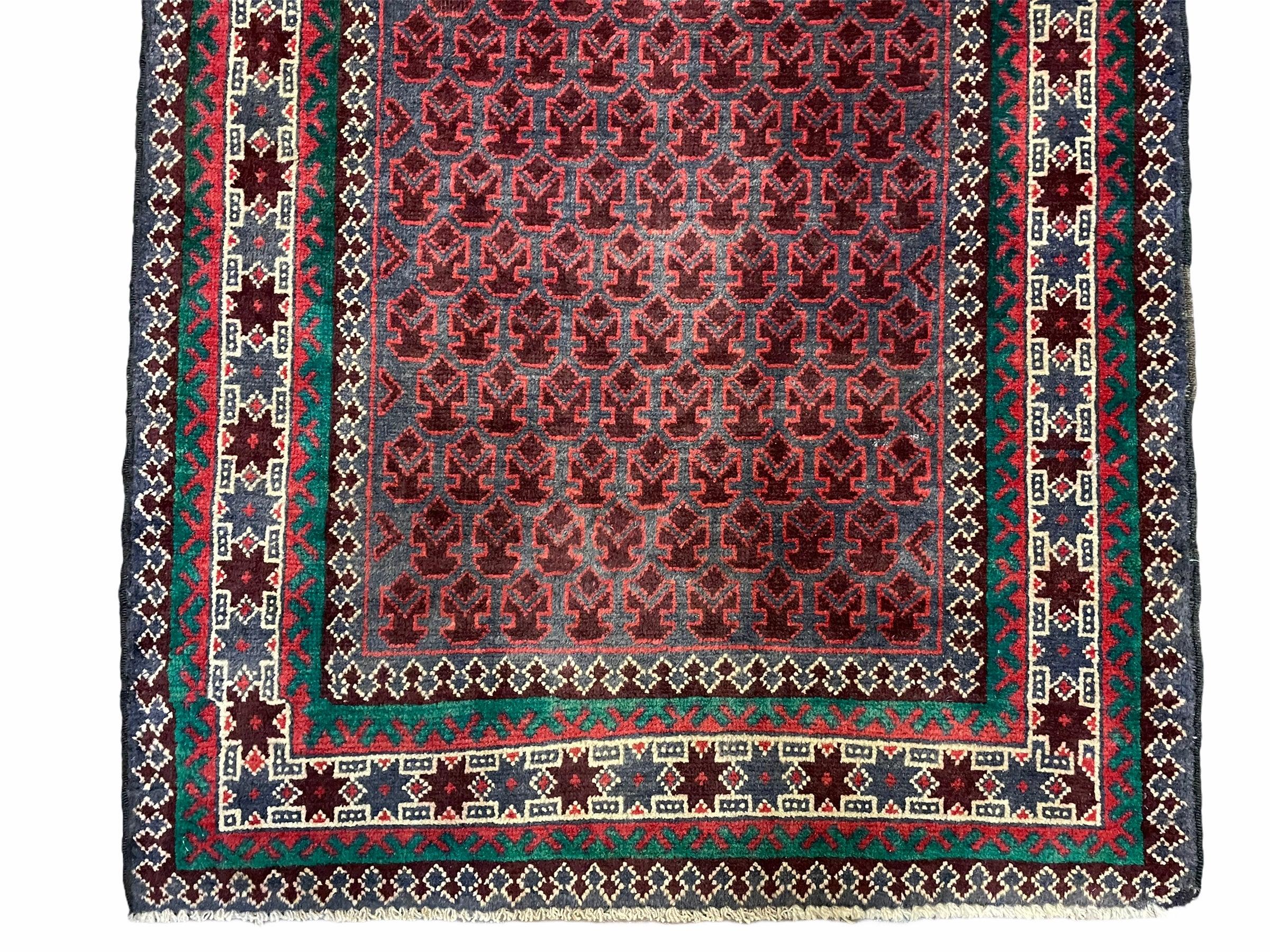 3x5 New Vintage Handmade Tribal Rug Afghan Balouch Rug Wool Rug Star Fish Red - Jewel Rugs