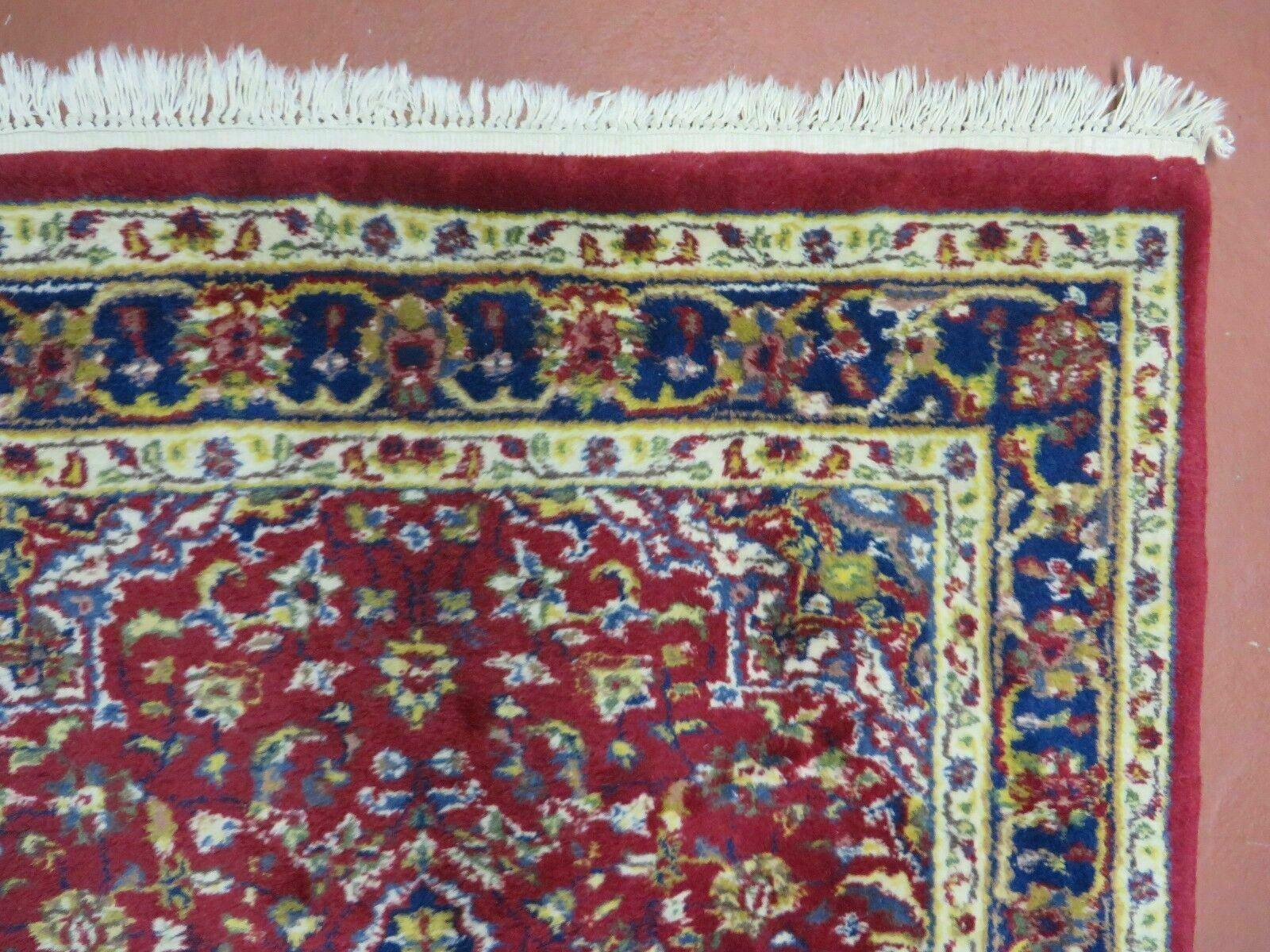 2' 6" X 4' Vintage Handmade Indian Lahore Red Wool Rug Nice - Jewel Rugs