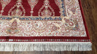 Dark Red Silk Carpet 5.3 x 7.6 ft, 5x8 Silk Rug, New Turkish Silk Carpet, Mint Condition, Beige & Red Area Rug, Bamboo Silk, High Quality - Jewel Rugs