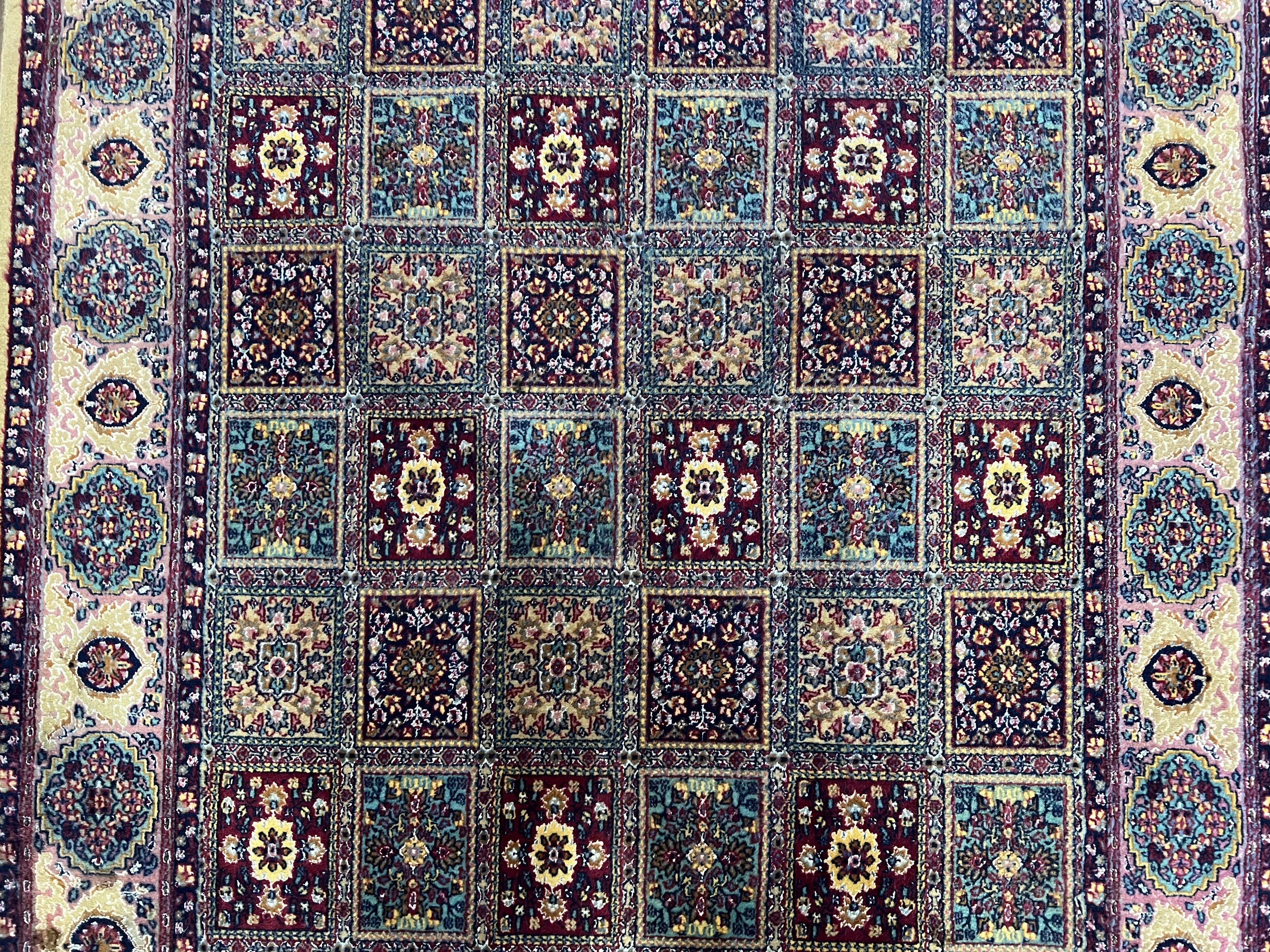 Indo Persian Silk Rug 4x6, Panel Design, Small Flowers, Hand Knotted, Fine Weave, Oriental Carpet 4 x 6, Vintage Area Rug, Beautiful Rug - Jewel Rugs