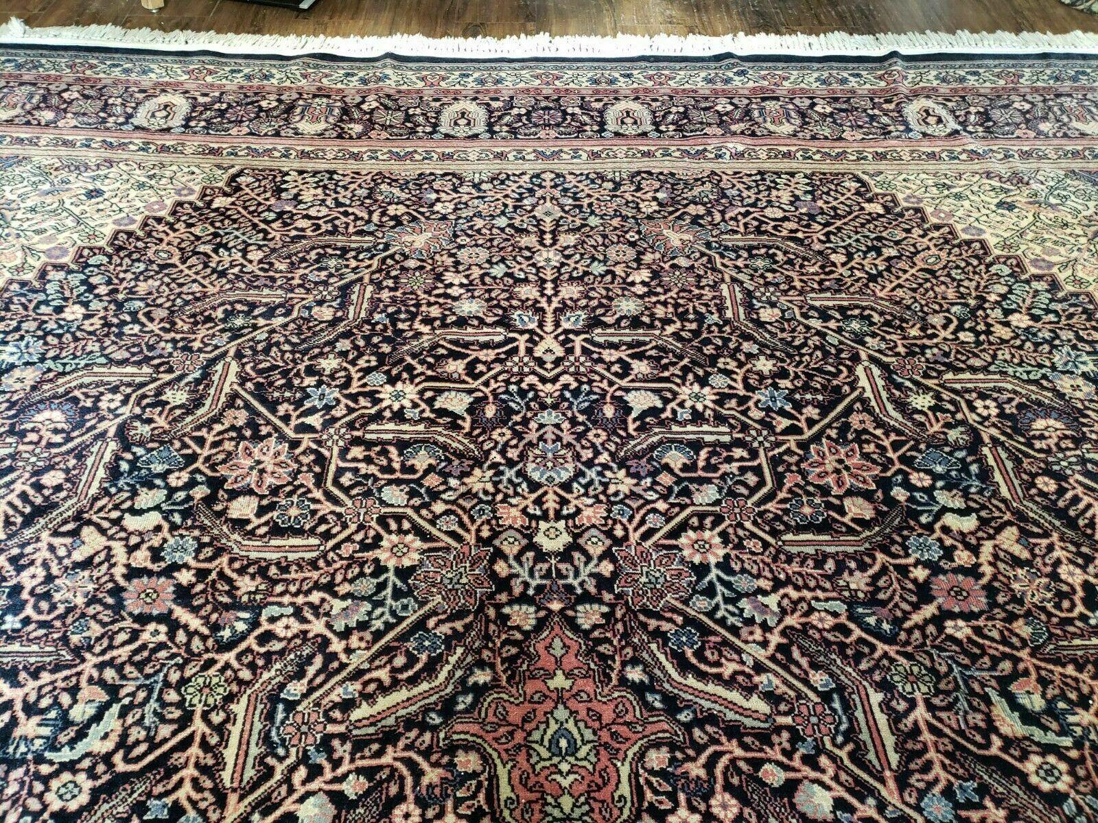 11' X 16' One-of-a-Kind Vintage Turkish Hand Made Wool Rug Hand Knotted Blue Wow - Jewel Rugs