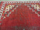 4' X 6' Antique Handmade India Geometric Oriental Wool Rug Red Vegetable Dyes - Jewel Rugs