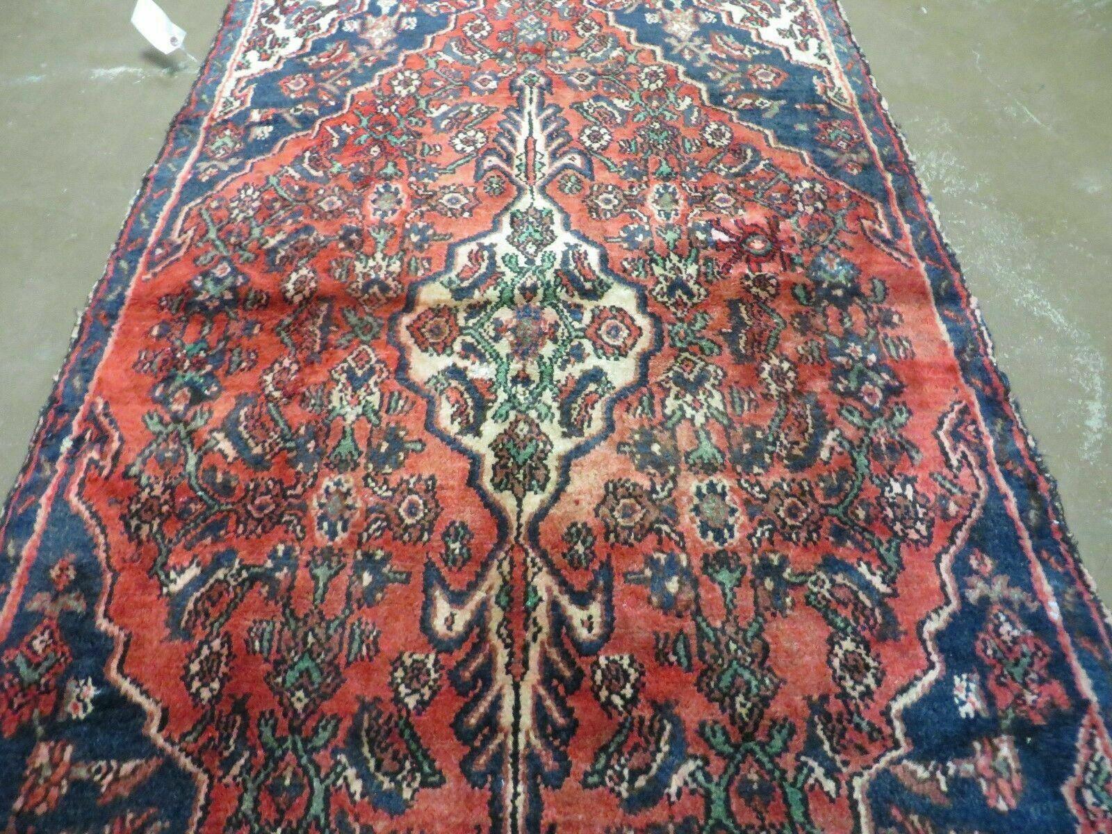 3' X 6' Antique Handmade India Floral Oriental Wool Rug Veg Dyes Red Nice - Jewel Rugs