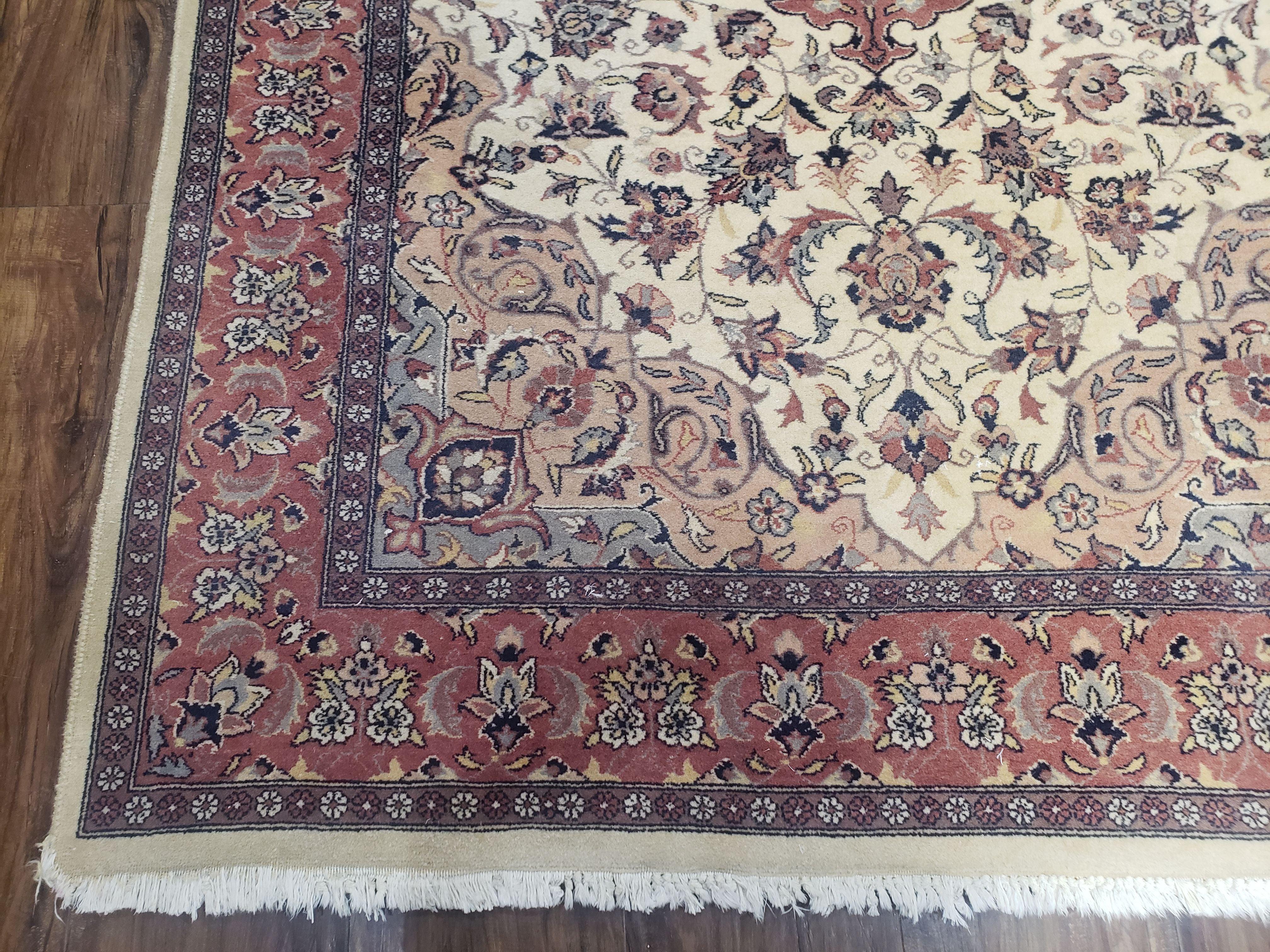 4x6 Handmade Top Quality Pakistani Floral Wool Rug Veg Dyes Carpet Beige Salmon - Jewel Rugs