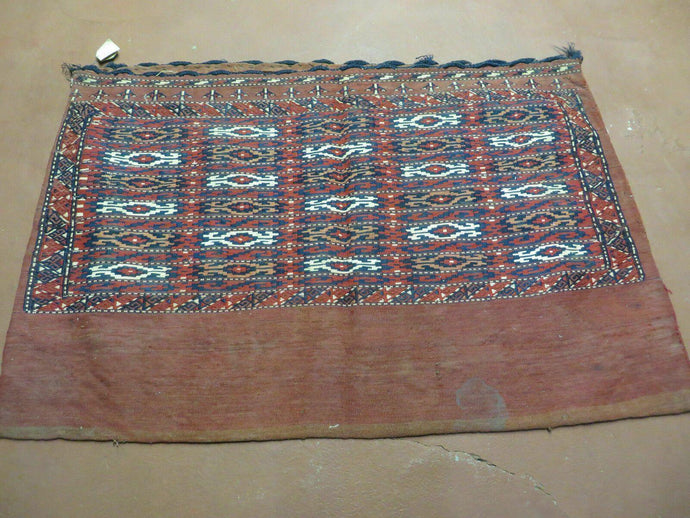 2.5' X 4' Antique Handmade Turkoman Tribal Wool Rug Cushion Case Yamud Stripped - Jewel Rugs