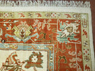 10' X 16' Hand Knotted Wool Indo Oushak Ushak Oriental Carpet Beige and Red - Jewel Rugs