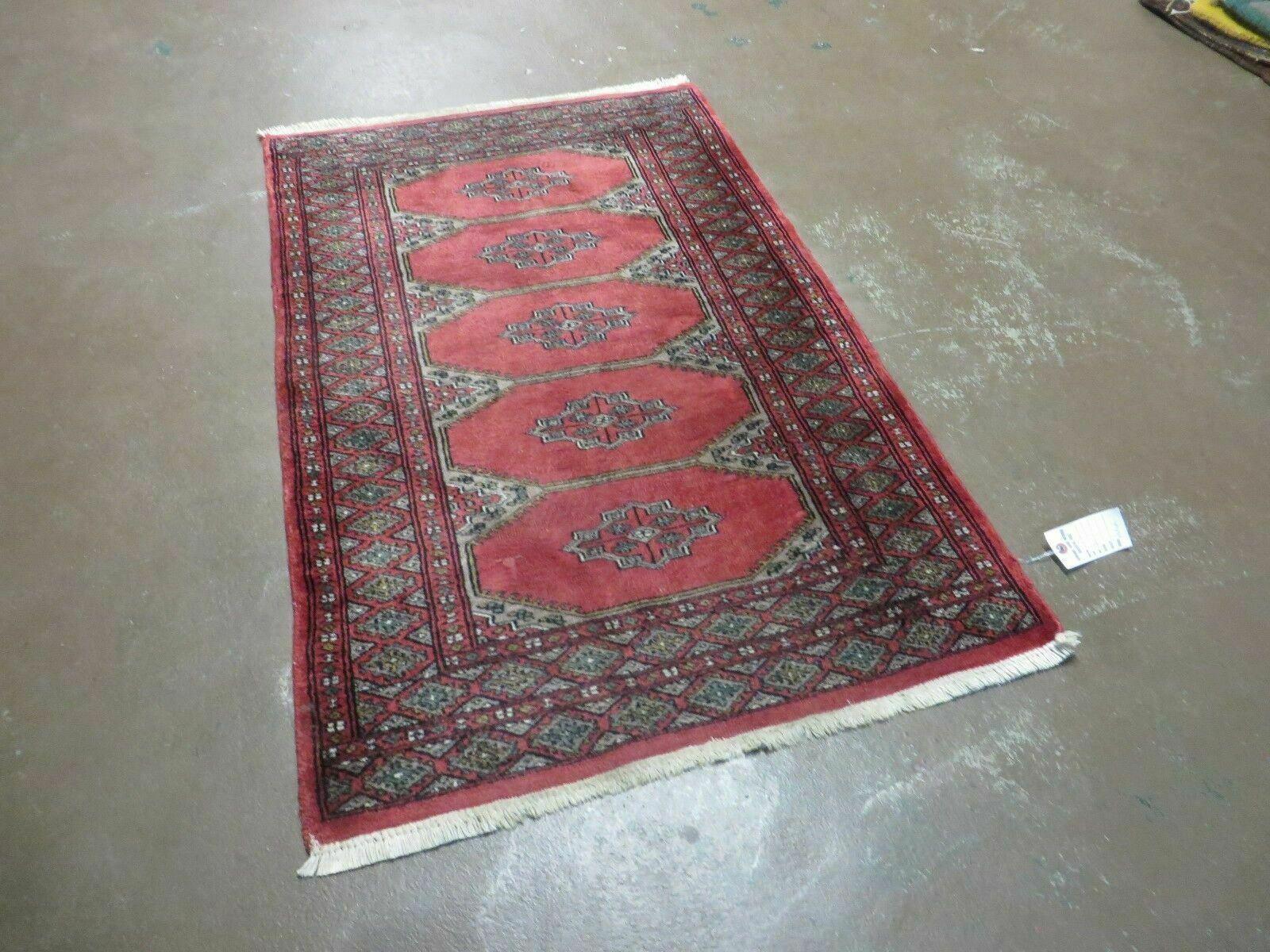 2' 7" X 4' Vintage Handmade Pakistan Turkoman Bokhara Wool Rug Organic Veg Dye - Jewel Rugs