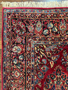 Persian Sarouk Rug 8x12, 1920s Antique Red Persian Carpet, Floral Allover Handmade Wool Oriental Rug, Room Sized Rug, Traditional Living Room Rug - Jewel Rugs