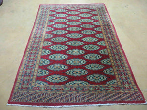 4' X 6' Vintage Handmade Bokhara Turkoman Pakistan Wool Rug Carpet Signed Nice - Jewel Rugs