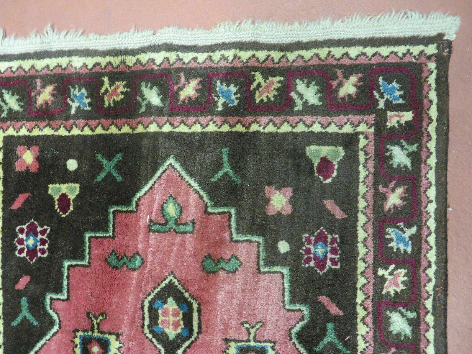 22" X 38" Vintage European German Handmade Hooked Rug Nice - Jewel Rugs