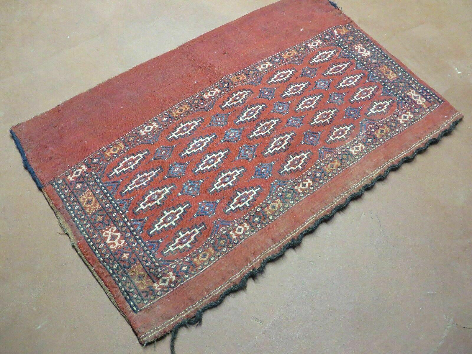 2.5' X 4' Antique Handmade Turkoman Tribal Wool Rug Cushion Case Yamud Soumak - Jewel Rugs