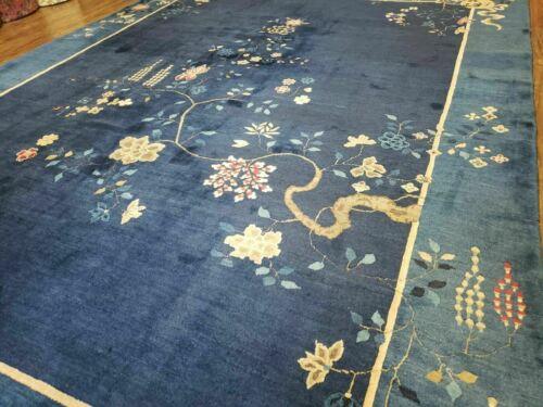 9' X 12' Vintage Hand Made Art Deco Nichols Peking Chinese Rug Carpet Blue Nice - Jewel Rugs