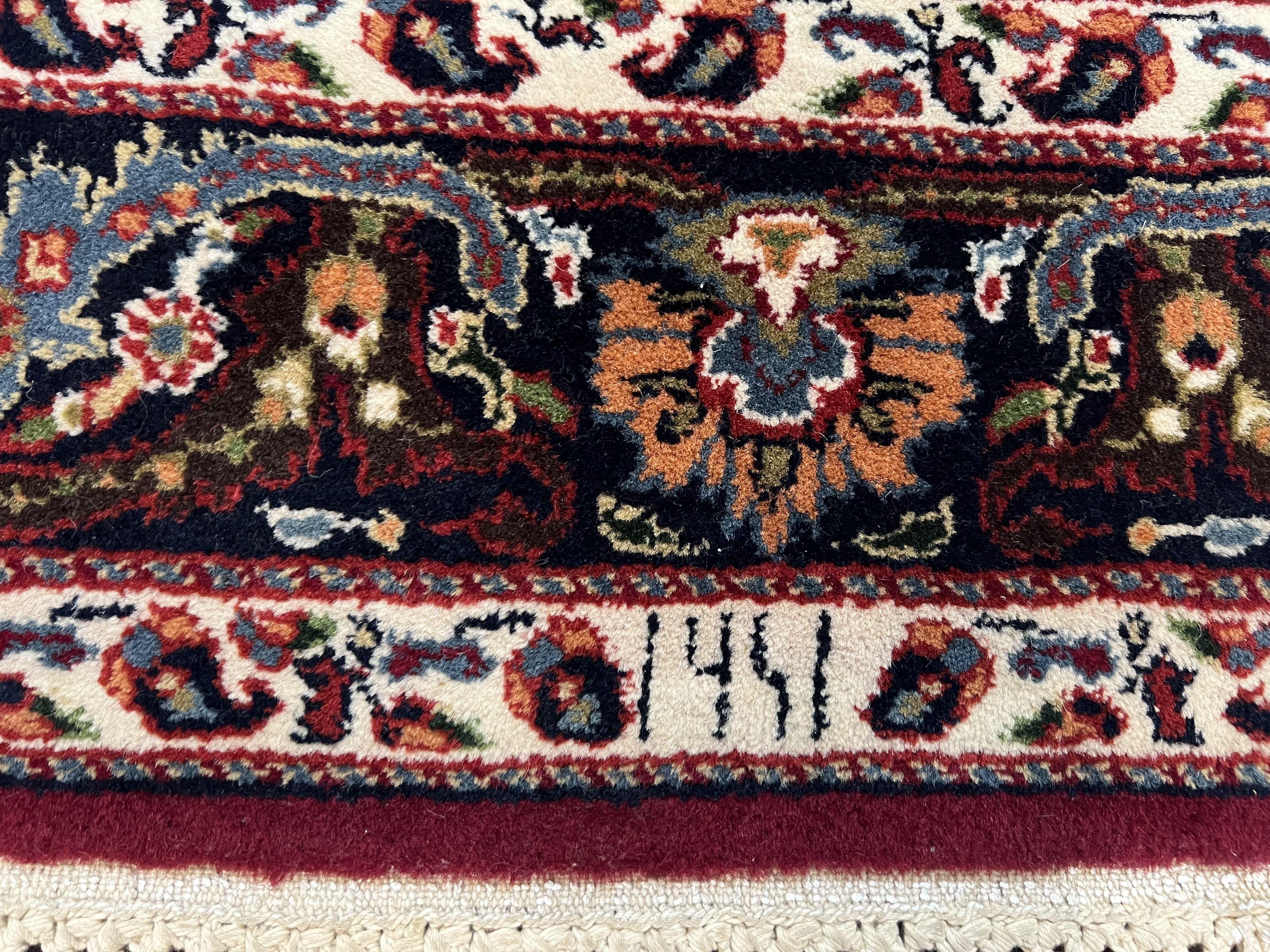 Persian Rug 4x6, Wine Red Persian Mashad Oriental Carpet, Floral Allover, Dated Signature, Hand Knotted Vintage Rug, Wool Rug 4 x 6, Entryway Rug - Jewel Rugs