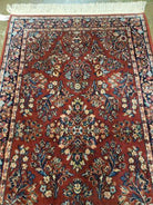 2' 10" X 5' American Made Karastan Red Sarouk Pattern # 785 Wool Rug Nice - Jewel Rugs