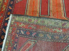 4' 10" X 11' Antique Handmade Turkish Kazak Wool Rug SHIELD Hand Knotted Red - Jewel Rugs