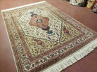 5' X 7' Vintage Handmade Turkish Wool Rug Oriental Carpet Ivory Traditional & Boho Bohemian Style Home Décor - Jewel Rugs